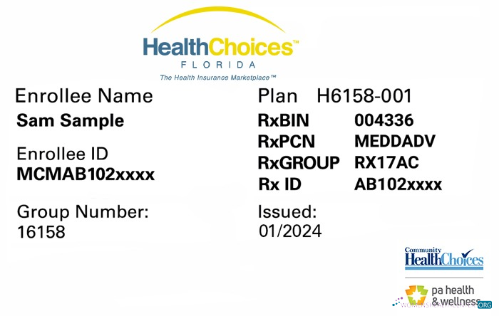 Download Florida health insurance card Photoshop template